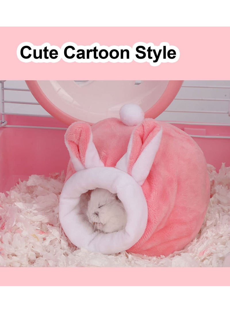 Excefore Guinea Pig Beds, Hamster Bed, Mini Hamster Cotton Nest, Cute Hamster Sleeping Animals Bedding House for Hamster/ Hedgehog/ Squirrel/ Lizard and Other Small Animal (Grey+Pink) - Image 4