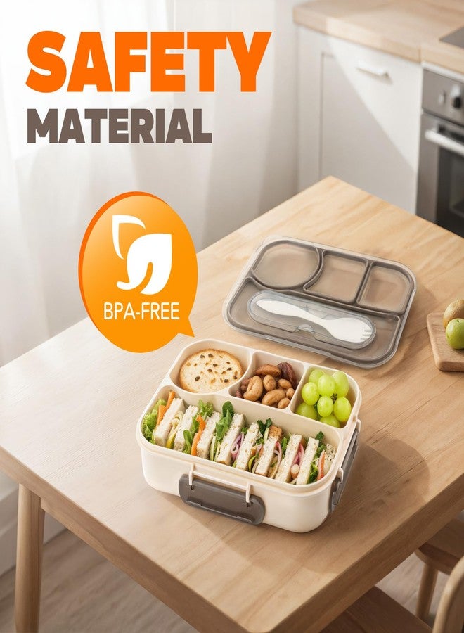 EASYFUN Bento Box Adult, Lunch Box, 4-Compartment Lunch Containers, Drop-Proof, Dishwasher Safe & Made with BPA-Free Materials(Khaki) - Image 3