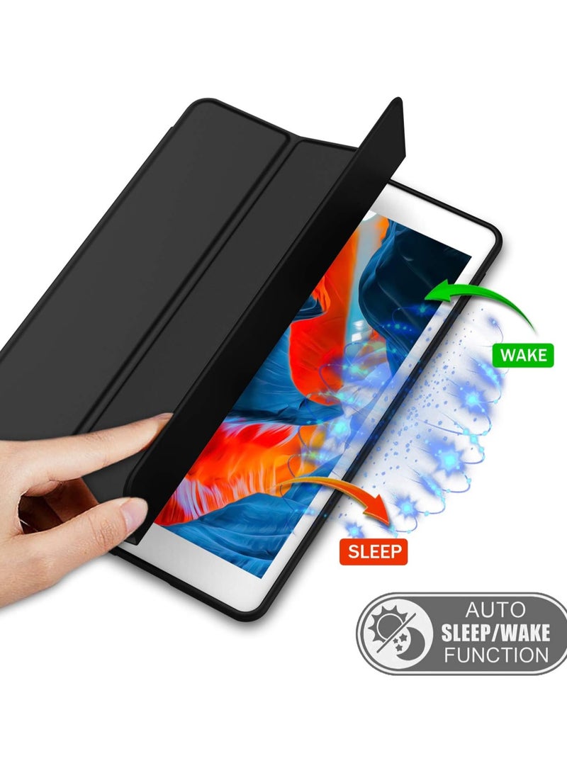 DUSALA iPad 9th Generation Case 2021/iPad 8th Generation Case 2020 10.2 Inch with Pencil Holder, iPad 7th Gen 2019 Case with Soft Baby Skin Silicone Back, Auto Wake/Sleep Cover (Black) - Image 2