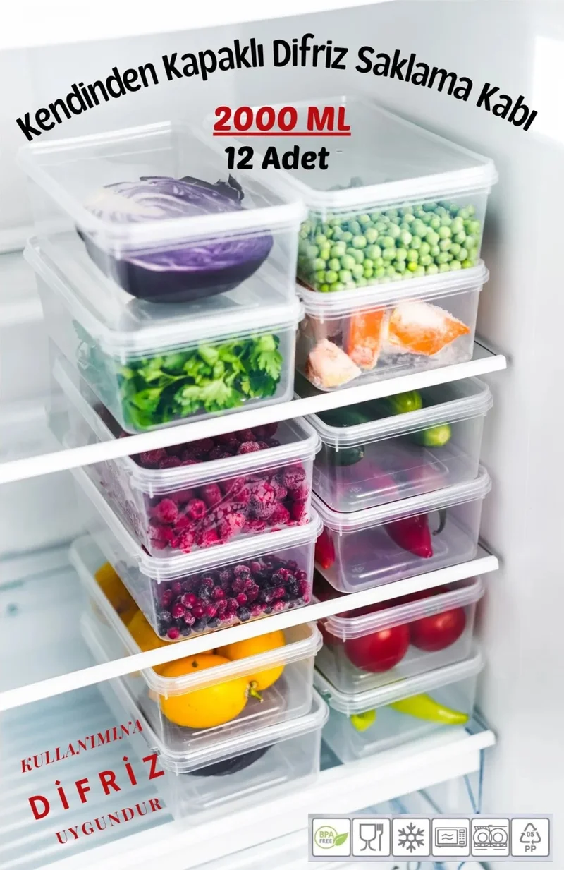 Hane216 5 Pieces Frozen Meal and Vegetable Storage Container - Portion Freezer Minced Meat Box