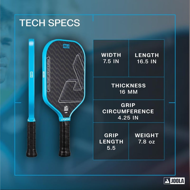 JOOLA Double Vision 16mm Pickleball Paddle - Bolt Blue - Aramid Surface for Enhanced Control - Image 2