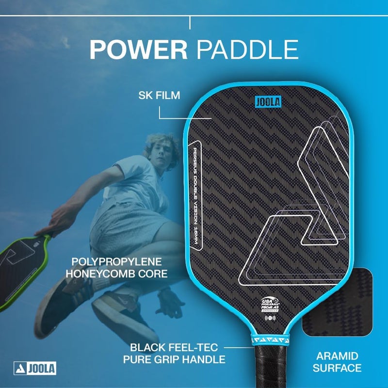 JOOLA Double Vision 16mm Pickleball Paddle - Bolt Blue - Aramid Surface for Enhanced Control - Image 3