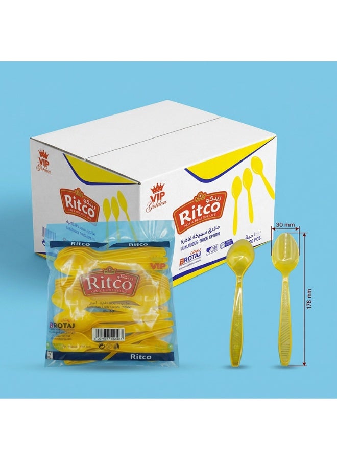 Ritco Carton Of VIP Thick Yellow Plastic Spoons (1000 Spoons/Carton) - Image 3