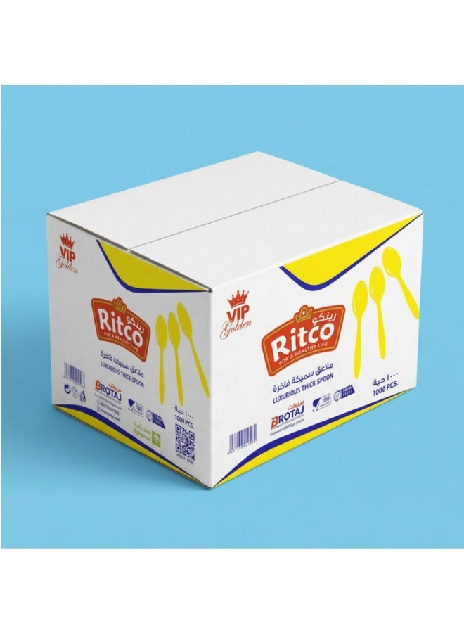 Ritco Carton Of VIP Thick Yellow Plastic Spoons (1000 Spoons/Carton) - Image 1