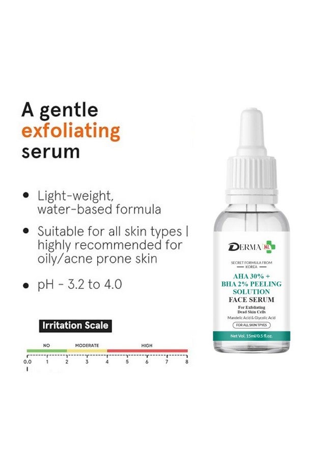 DERMAKR سيروم تقشير الوجه DERMA KR AHA 30% + BHA 2%، 15 مل، لجميع أنواع البشرة، علاج تقشير خلايا الجلد الميتة - Image 4