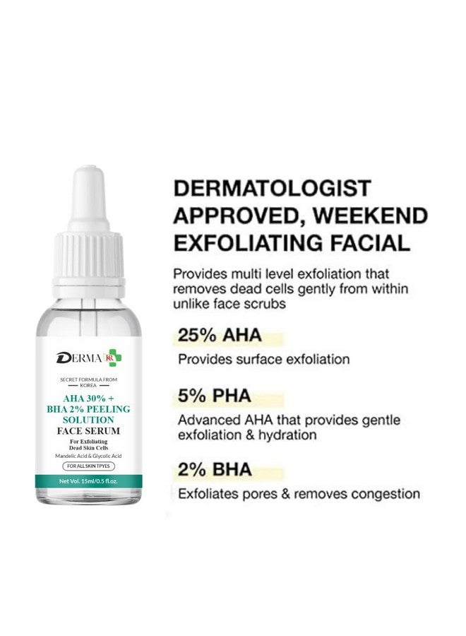 DERMAKR سيروم تقشير الوجه DERMA KR AHA 30% + BHA 2%، 15 مل، لجميع أنواع البشرة، علاج تقشير خلايا الجلد الميتة - Image 2