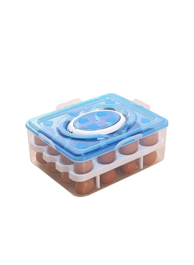 Raiyaraj Double Layer 32 Grid Egg Storage Box for Refrigerator Kitchen Food and Vegetable Egg Storage Container Wit Lid - Image 2