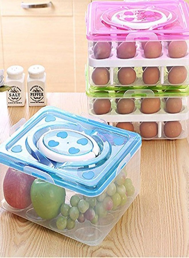 Raiyaraj Double Layer 32 Grid Egg Storage Box for Refrigerator Kitchen Food and Vegetable Egg Storage Container Wit Lid - Image 3