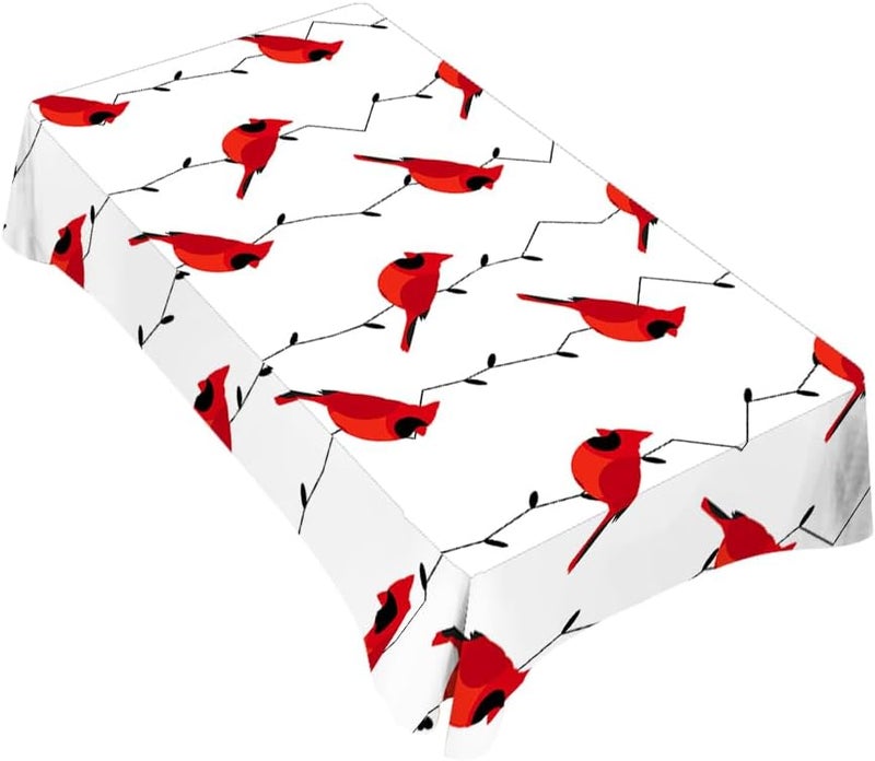 TKS MITLAN Cardinal Bird Tablecloth 60x84 Inch Rectangular Red Birds on Branches Oblong Table Cloth Kitchen Table Decorations for Home Dinner Party - Image 1