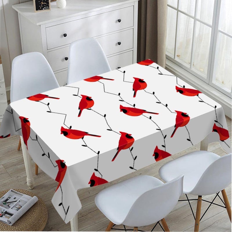 TKS MITLAN Cardinal Bird Tablecloth 60x84 Inch Rectangular Red Birds on Branches Oblong Table Cloth Kitchen Table Decorations for Home Dinner Party - Image 4