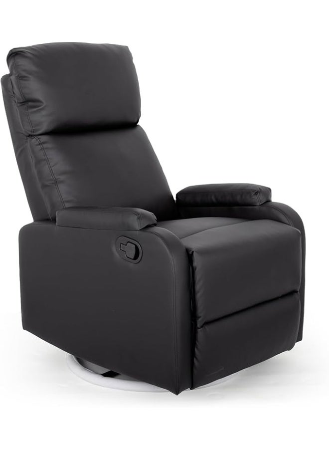 Multi Home Furniture Luxury 360° Swivel Recliner Chair in Premium Faux Leather MH-901-Black – Manual Push Recliner Sofa for Living Room & Lounge (Black) - Image 5