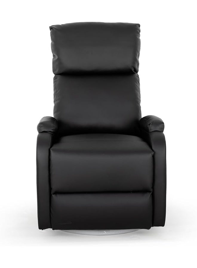 Multi Home Furniture Luxury 360° Swivel Recliner Chair in Premium Faux Leather MH-901-Black – Manual Push Recliner Sofa for Living Room & Lounge (Black) - Image 4