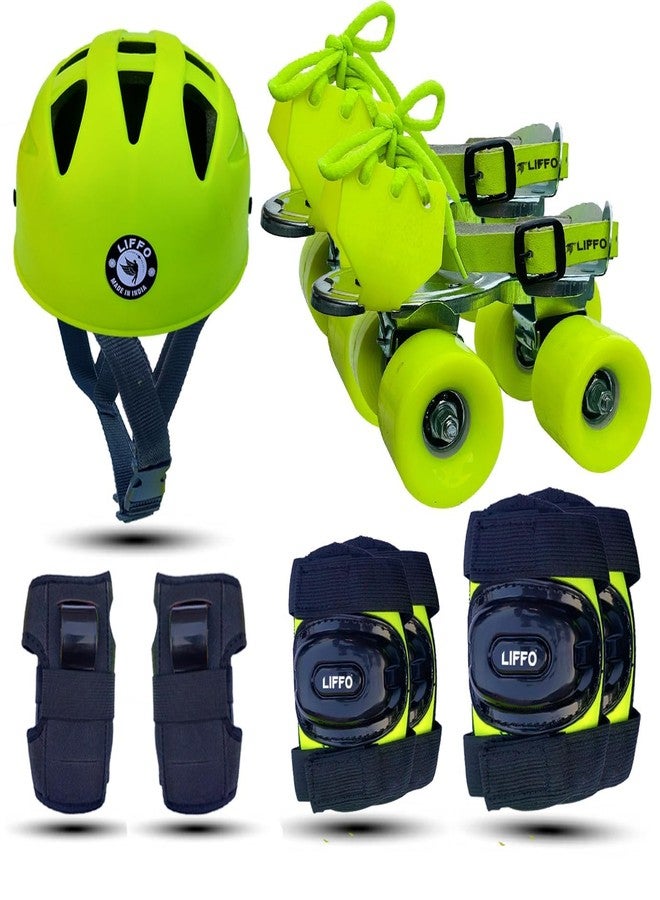 Liffo® Skating Guard Roller Skates Combo (Skates + Helmet + Gloves + Knee Guards & Elbow Guards) - for Age Groups 6 to 14 Years | Academy & School Level Skating (Green) (Small (6 to 9 Year)) - Image 1