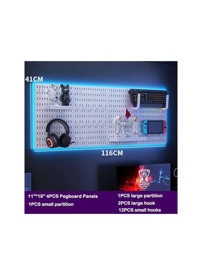 PROMASS promass 4Pcs Pegboard Wall Organizer (11"*16") for Wall, Garage Utility Tools Pegboard Storage System for Workbench, Shop, Shed Modular Peg Board Organizer Board Kit for Pegboard Hooks (White)  - Image 3