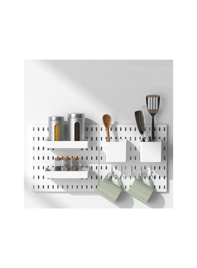 promass Pegboard Kit,Pegboard Combination Wall Organizer Kit,2 Pack Pegboard with 11 Accessories Modular Hanging,Wall Mount Display Pegboard Panel,Ideal for Craft Room,Kitchen,Office - Image 2