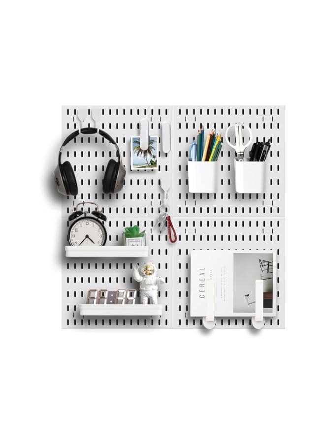PROMASS promass 4Pcs Pegboard Wall Organizer (11"*16") for Wall, Garage Utility Tools Pegboard Storage System for Workbench, Shop, Shed Modular Peg Board Organizer Board Kit for Pegboard Hooks (White)  - Image 2