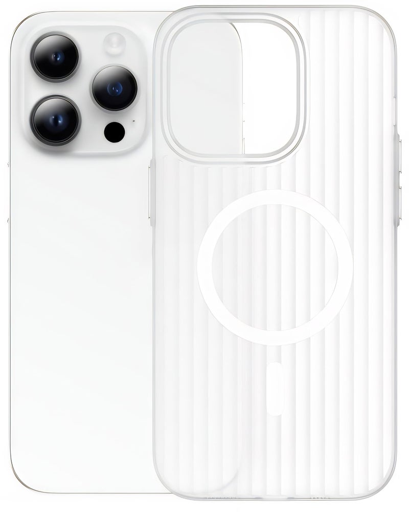 Kapa Matte Magnetic Wave Grip Back Cover for Apple iPhone 16 Pro | [MagSafe Compatible] Wireless Charging, Slim, Metal Buttons Frosted Back Case (White) - Image 1