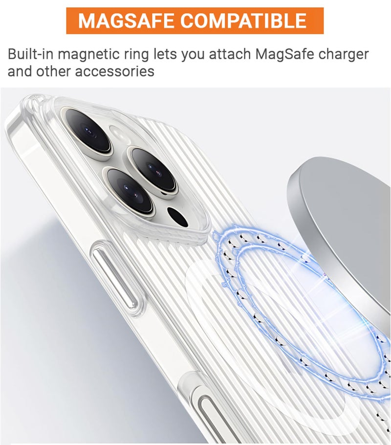Kapa Matte Magnetic Wave Grip Back Cover for Apple iPhone 16 Pro | [MagSafe Compatible] Wireless Charging, Slim, Metal Buttons Frosted Back Case (White) - Image 3