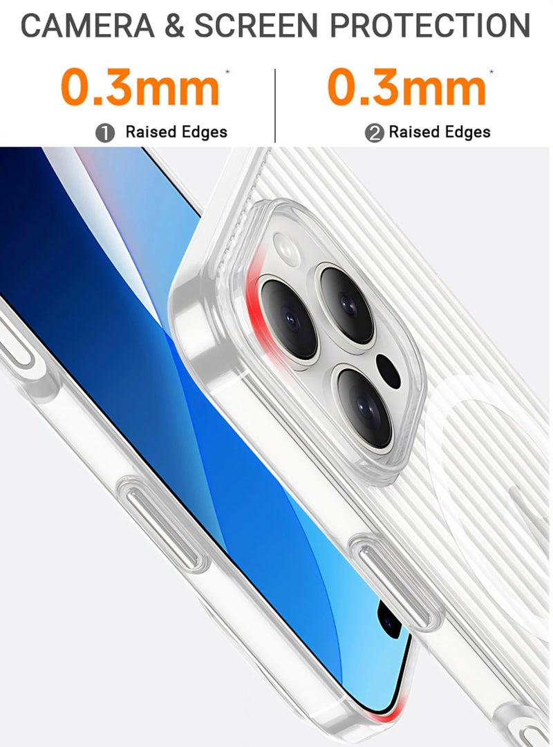 Kapa Matte Magnetic Wave Grip Back Cover for Apple iPhone 16 Pro | [MagSafe Compatible] Wireless Charging, Slim, Metal Buttons Frosted Back Case (White) - Image 4