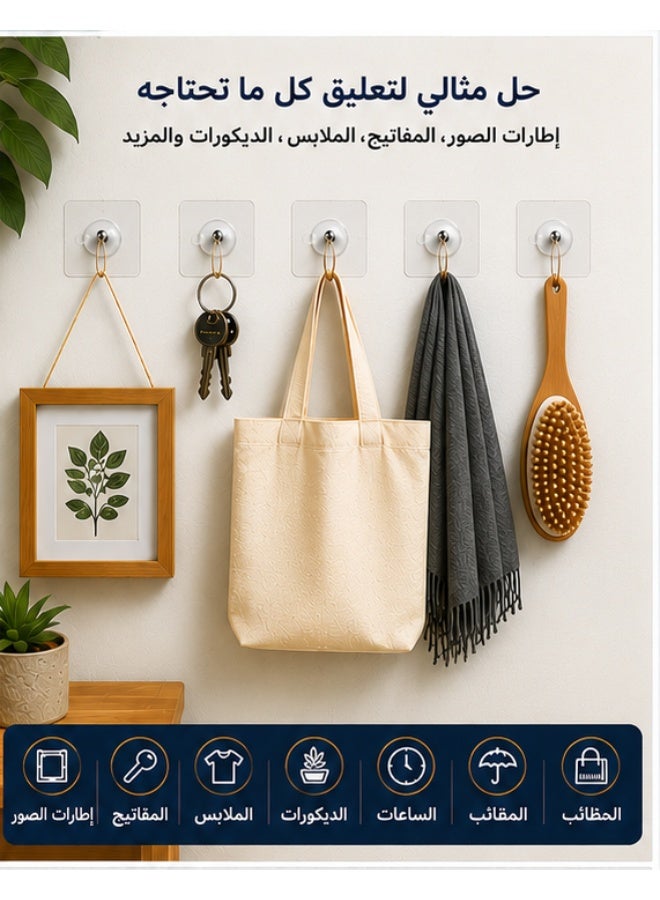 25-Piece Invisible Drill-Free Picture Hanger Set – Heavy-Duty Transparent Adhesive Wall Hooks for Picture Frames, Decorations, Keys & More, Holds Up to 5 kg - Image 2