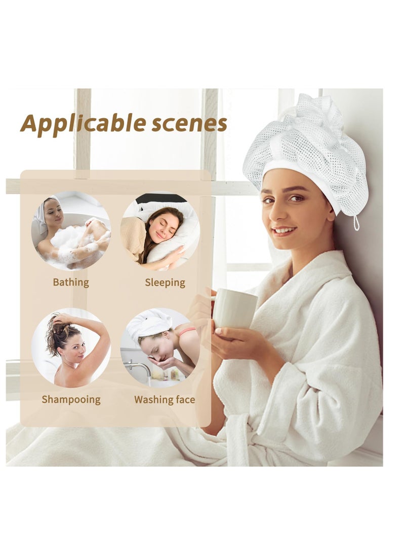 Net Plopping Cap, 2 Pcs Plopping Cap Curly Hair, Net Plopping Cap for Drying Hair Plopping Net with Adjustable Strap, Net Plopping Bonnet, Reusable Diffuser Cap, for Curly Hair Volume, White