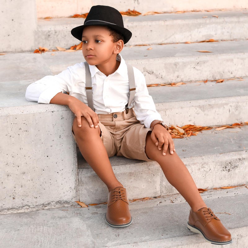 GINNI Boys Dress Shoes, Casual Oxfords Sneakers Comfort School Uniform Formal Shoes Wedding Church Dress Shoe for Toddler/Little/Big Kid Brown - Image 2