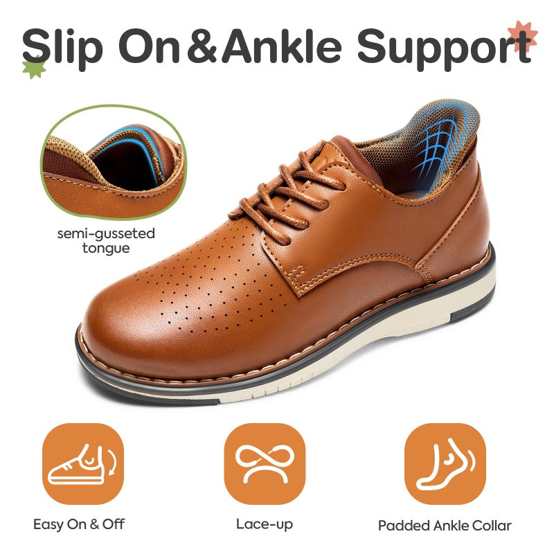 GINNI Boys Dress Shoes, Casual Oxfords Sneakers Comfort School Uniform Formal Shoes Wedding Church Dress Shoe for Toddler/Little/Big Kid Brown - Image 5