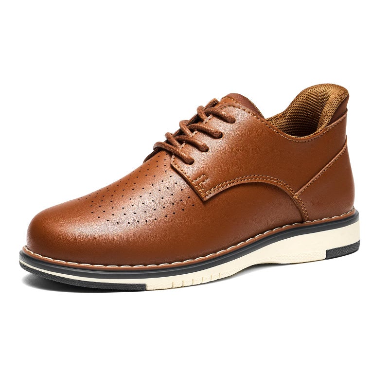 GINNI Boys Dress Shoes, Casual Oxfords Sneakers Comfort School Uniform Formal Shoes Wedding Church Dress Shoe for Toddler/Little/Big Kid Brown - Image 1