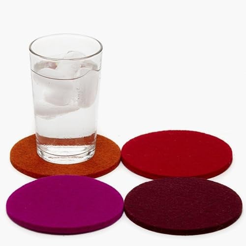 Graf Lantz - Bierfilzl Merino Wool Round Coasters Set of 4 - Bordeaux (4" Circles) - Absorbs 30% of Weight - German Wool - Heat Resistant, Sustainable, & Reusable - Home Decor & Coffee Table Decor - Image 1