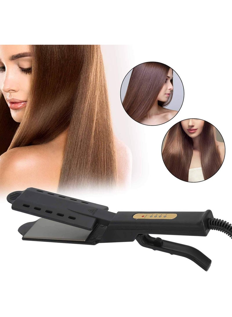 DUNISO Straight hair straightener, portable women's home heating anti scald straight hair comb, can be used for straight hair and curly hair, both dry and wet, with four temperature controls, black - Image 1