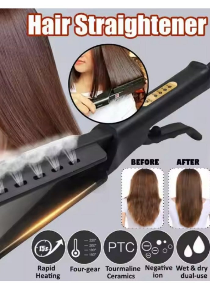 DUNISO Hair Straightener, Portable Women's Home Heating Anti Scald Straight Hair Comb with Ionic Technology, Titanium Ceramic Coating, 3D Floating Plates with Vibration Feedback and 4 Adjustable Heat Settings - Image 1