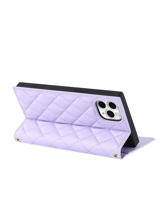 S-TOP Case For iPhone 11 Pro Grid Texture Lanyard Zipper Leather Phone Case - Image 5