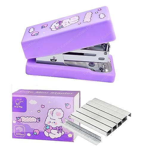 FunBlast Portable Mini Stapler Machine – Kawaii Stapler for Office & School, 400 Staples, Purple - Image 1