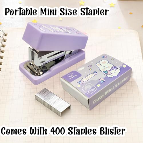 FunBlast Portable Mini Stapler Machine – Kawaii Stapler for Office & School, 400 Staples, Purple - Image 3