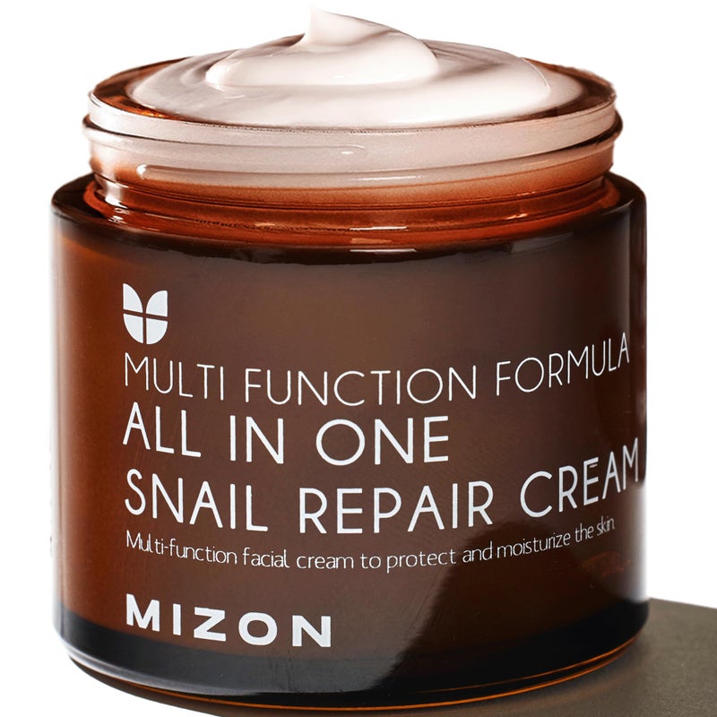 MIZON AllinOne Snail Repair Cream Korean Face Moisturizer with Snail Mucin 12 Natural Extracts Hydrating Nourishing Cream for Fine Lines Wrinkles Blemish Care 254 fl oz