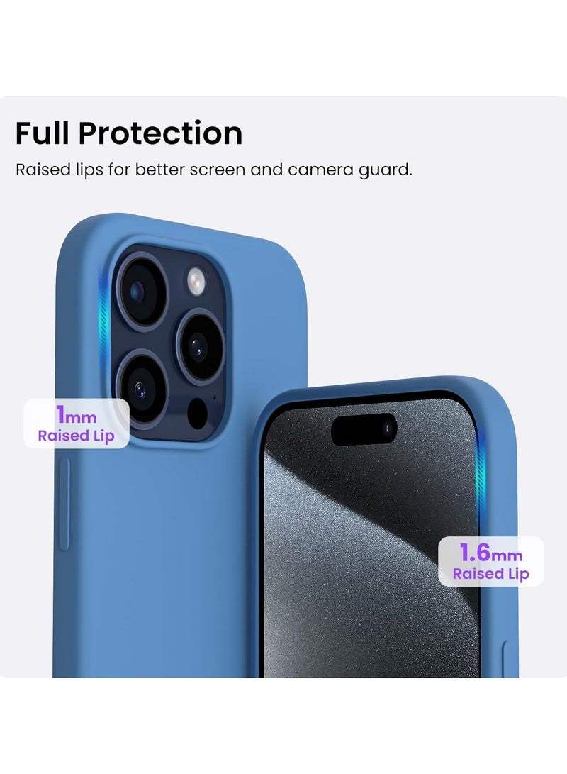 Compatible with iPhone 11 Pro Max Case 6.5 Inch Slim Liquid Silicone 4 Layers Soft Gel Rubber Shockproof Protective Phone Case with Anti Scratch Microfiber Lining (Light Blue) - Image 2
