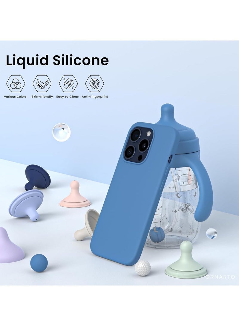 Compatible with iPhone 11 Pro Max Case 6.5 Inch Slim Liquid Silicone 4 Layers Soft Gel Rubber Shockproof Protective Phone Case with Anti Scratch Microfiber Lining (Light Blue) - Image 3