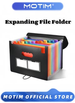 Motim Expanding File Folder 25/13 Pockets Accordion File Organizer A4 Multicolored Large Capacity File Organizer Expandable Folder with Expandable Cover Document Organizer File Box (13 Pocket)  - Image 1
