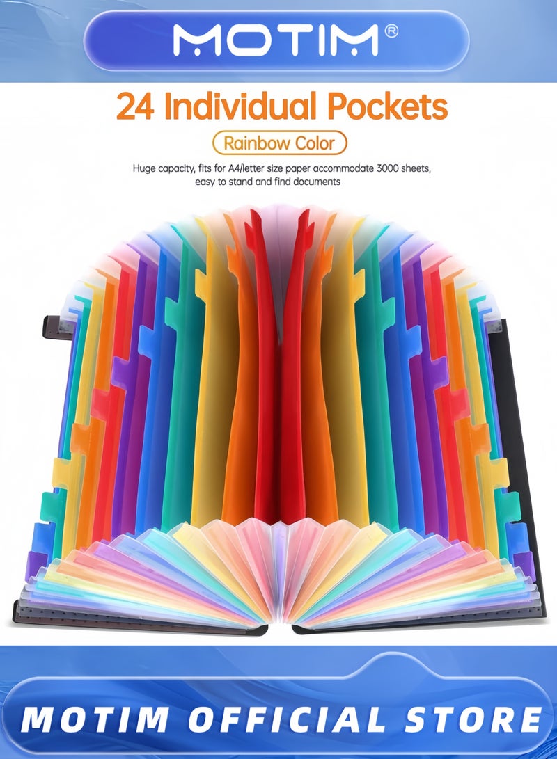 Motim Expanding File Folder 25/13 Pockets Accordion File Organizer A4 Multicolored Large Capacity File Organizer Expandable Folder with Expandable Cover Document Organizer File Box (13 Pocket)  - Image 4