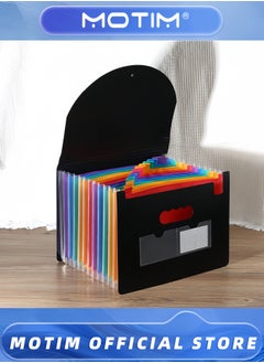 Motim Expanding File Folder 25/13 Pockets Accordion File Organizer A4 Multicolored Large Capacity File Organizer Expandable Folder with Expandable Cover Document Organizer File Box (13 Pocket)  - Image 2