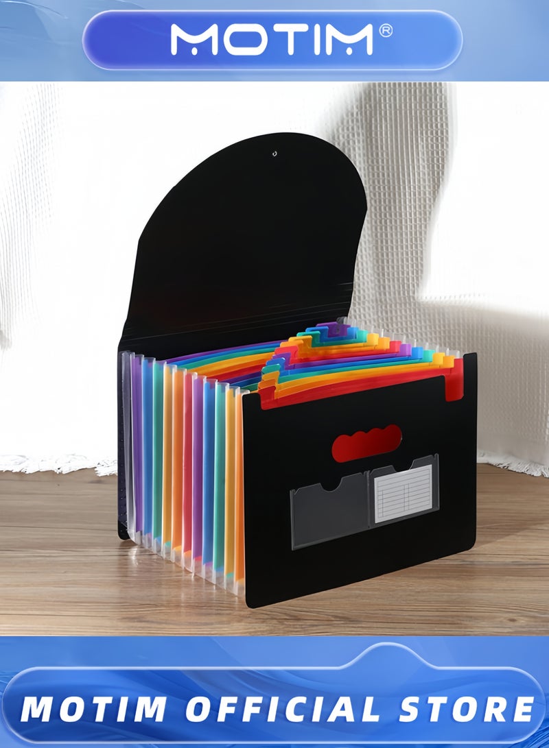 Motim Expanding File Folder 25/13 Pockets Accordion File Organizer A4 Multicolored Large Capacity File Organizer Expandable Folder with Expandable Cover Document Organizer File Box (13 Pocket)  - Image 2