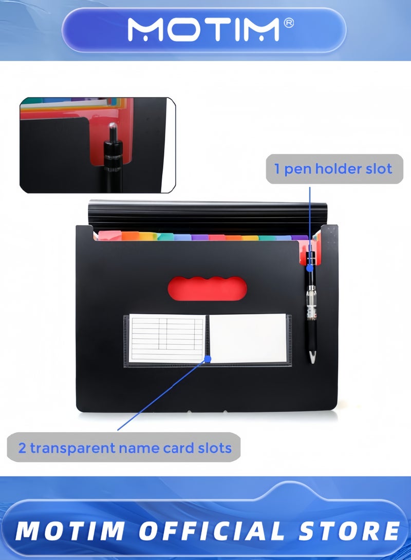 Motim Expanding File Folder 25/13 Pockets Accordion File Organizer A4 Multicolored Large Capacity File Organizer Expandable Folder with Expandable Cover Document Organizer File Box (13 Pocket)  - Image 5