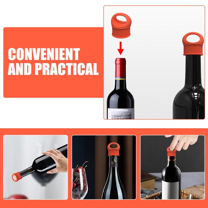 Reusable Silicone Wine Bottle Stoppers Full Seal Caps Orange Blue Home Bar Beverage Preservation - Image 4