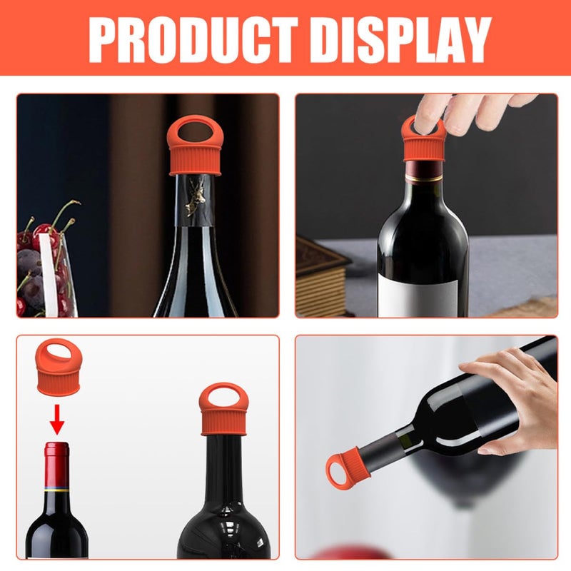 Reusable Silicone Wine Bottle Stoppers Full Seal Caps Orange Blue Home Bar Beverage Preservation - Image 5