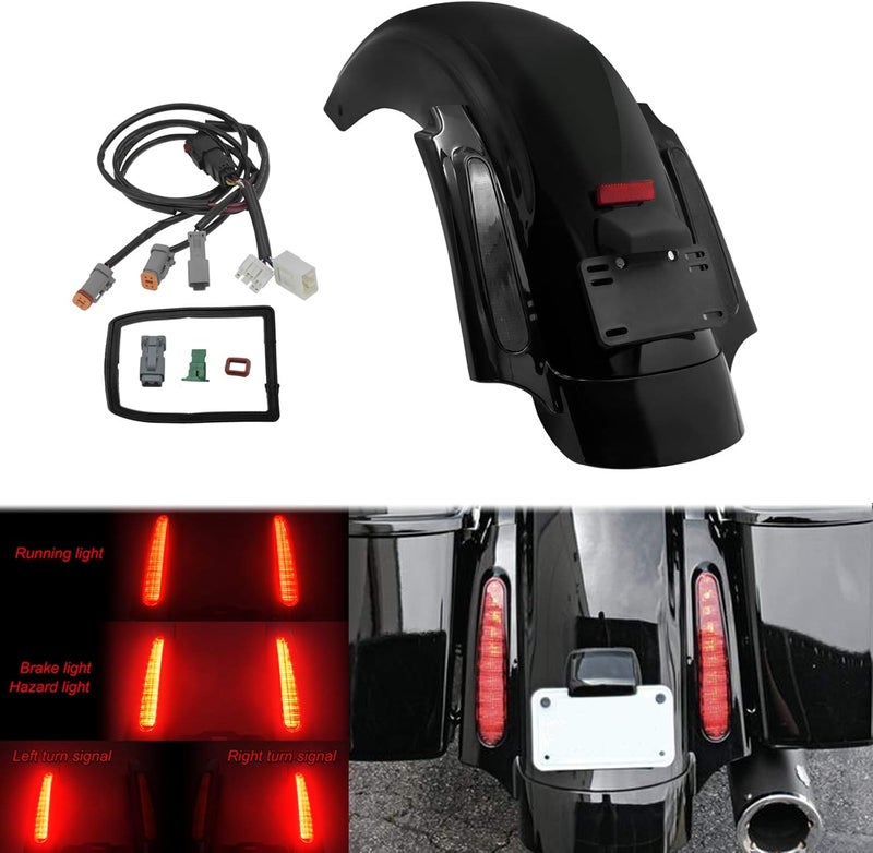 HDBUBALUS Motorcycle Rear Fender System with LED Light - Image 2