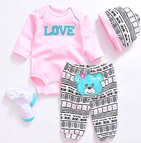 Pedolltree Reborn Dolls Baby Clothes Pink Outfits for 20 22 Reborn Doll Girl Baby Clothing Sets - Image 1