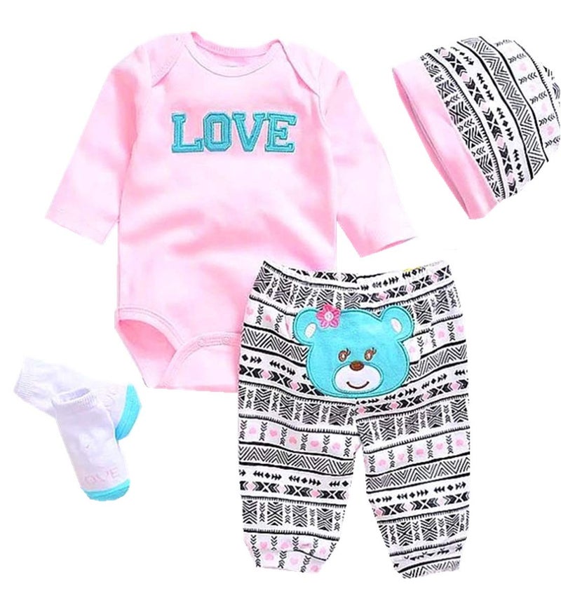Pedolltree Reborn Dolls Baby Clothes Pink Outfits for 20 22 Reborn Doll Girl Baby Clothing Sets - Image 2