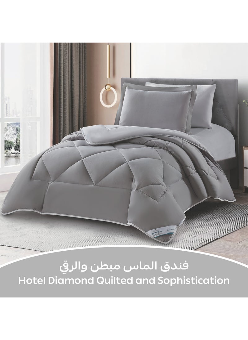 دوناتيلا طقم مفرش روزا سادة 4 قطع مقاس مفرد ونص 170 × 230 سم بحشوة ثابتة رمادي دخاني  - Image 2