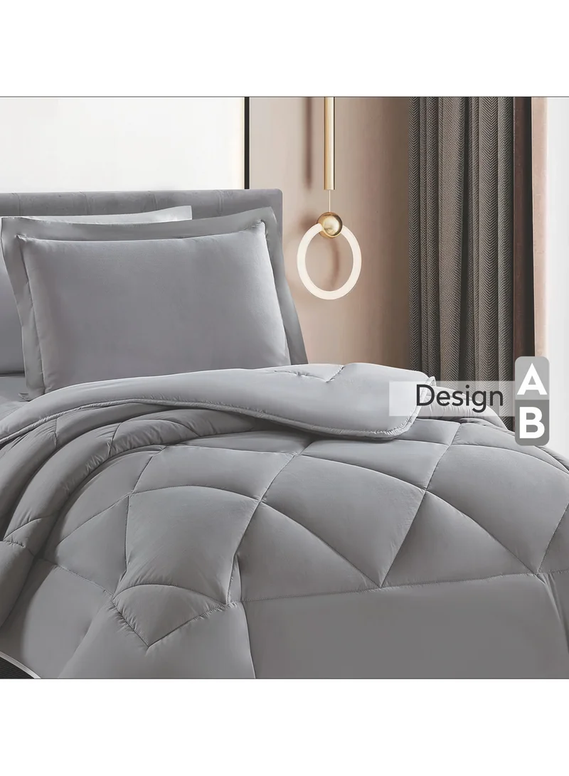 Donetella Bedding Comforter Set, Single Size Fits 120x200 cm - 4-Pcs Solid Quilted Bed Set, Microfiber Fabric - 1 Comforter, 1 Fitted Sheet And 2 Pillow Shams