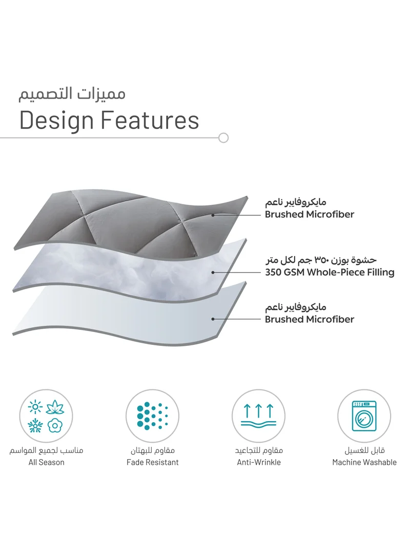 Donetella Bedding Comforter Set, Single Size Fits 120x200 cm - 4-Pcs Solid Quilted Bed Set, Microfiber Fabric - 1 Comforter, 1 Fitted Sheet And 2 Pillow Shams